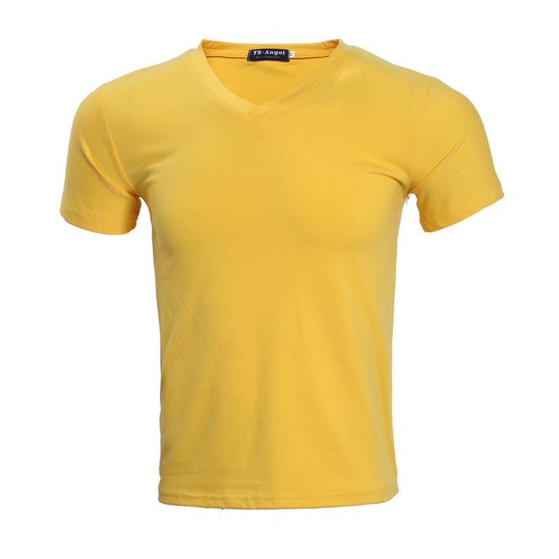Unisex klassisk V-ringad kortärmad T-shirt i bomull
