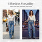 👖 50% RABATT! 🌸 Raka Jeans med Blommönster för Dam – Trendigt Tryck, Bekväm Passform & Perfekt För En Färgstark Look 💙