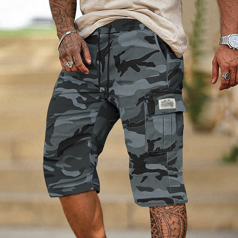Herr Camouflage Cargo-Shorts med Flera Fickor