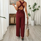 V-ringad Jumpsuit med Vida Ben och Ringdetalj
