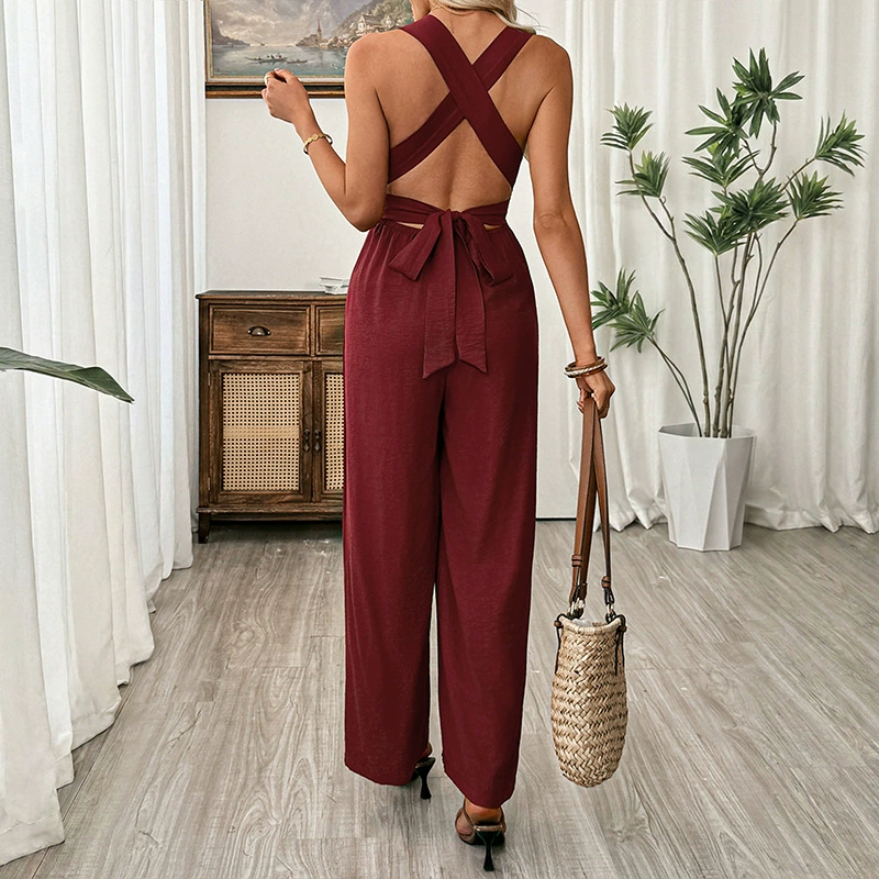 V-ringad Jumpsuit med Vida Ben och Ringdetalj
