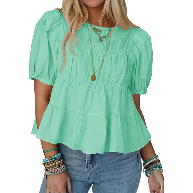 👚Top med puffärmar, smock och peplum