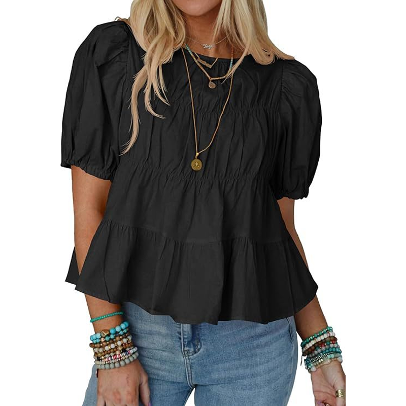 👚Top med puffärmar, smock och peplum