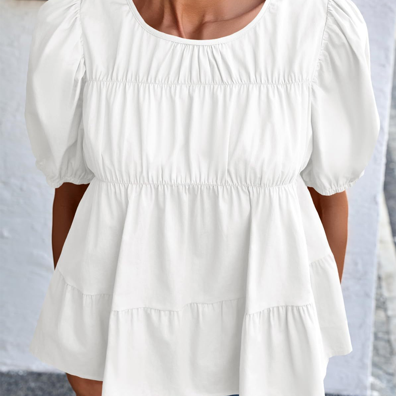 👚Top med puffärmar, smock och peplum