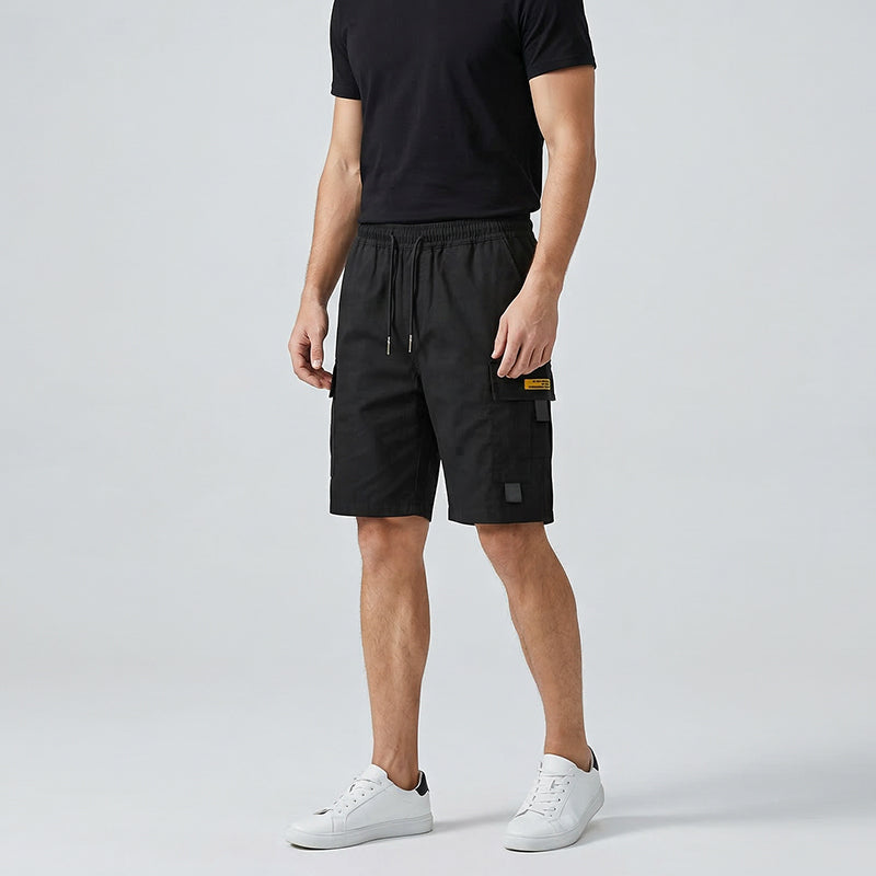 🩳 50% RABATT 🌿 | Herrshorts med Dragsko – Cargofickor & Rak Benform