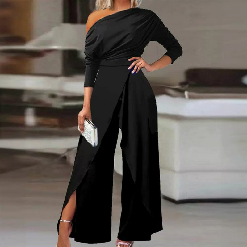 Elegant jumpsuit med én skulder for kvinner