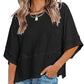 👚 50% RABATT NU! ✨ Damernas Enfärgad Löst Passande T-shirt med Vidärm – Stilren Design & Mjuk Tyg