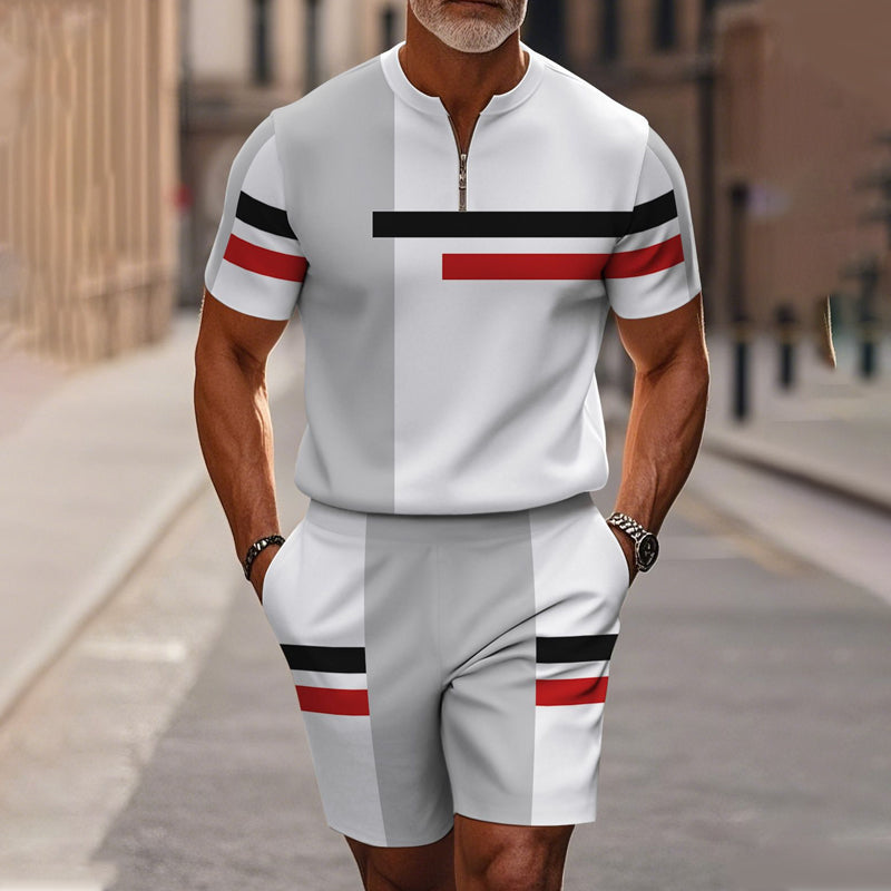 🔥60% RABATT🔥Herrset med skjorta och shorts med dragkedja
