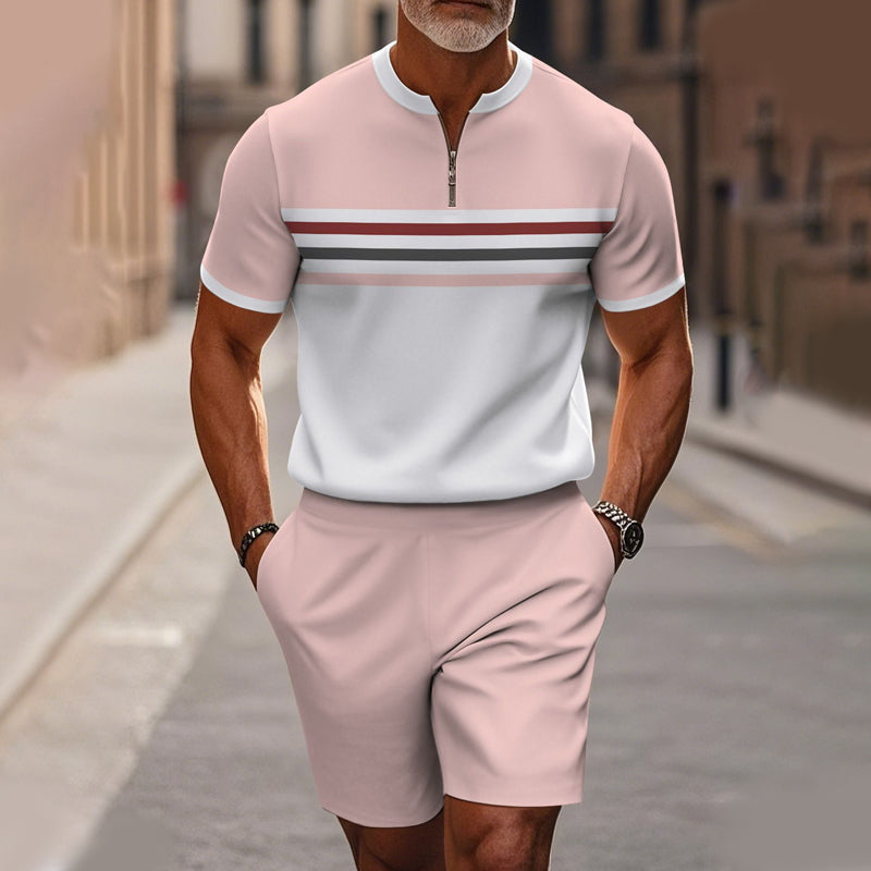 🔥60% RABATT🔥Herrset med skjorta och shorts med dragkedja