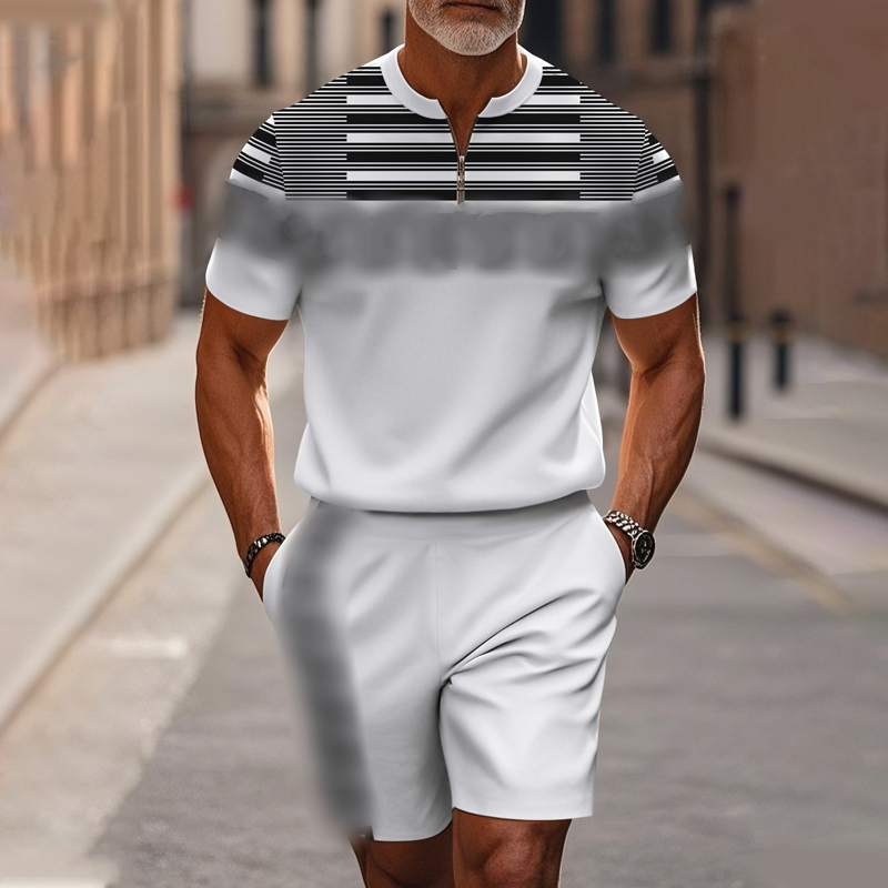 🔥60% RABATT🔥Herrset med skjorta och shorts med dragkedja