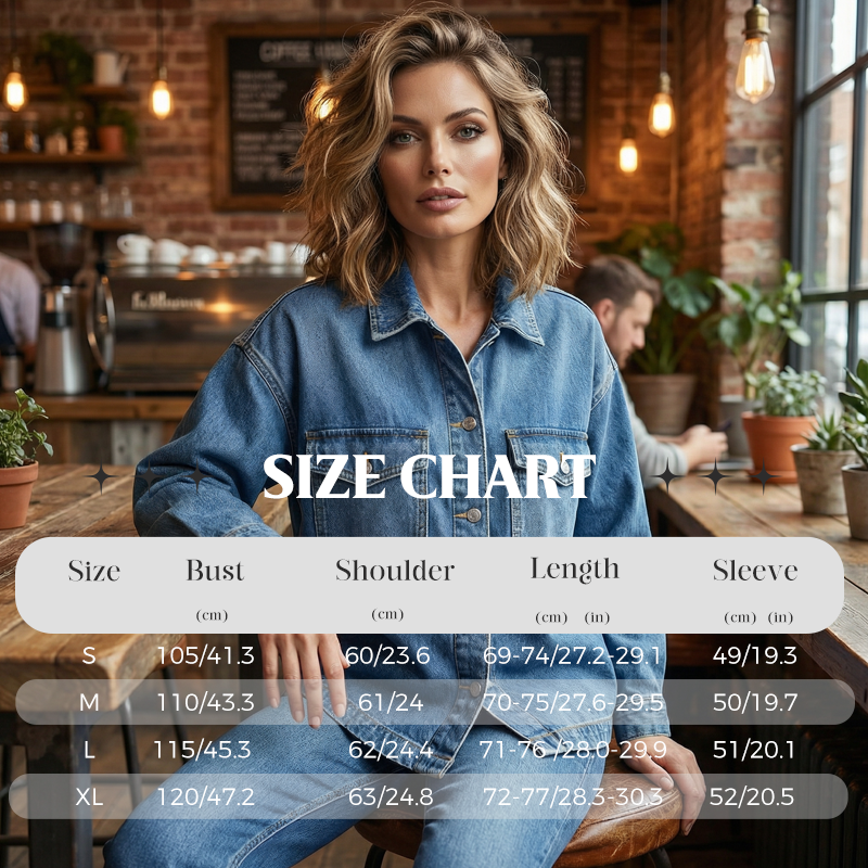 💙 50% RABATT 💖 | Avslappnad Denimskjortjacka – Långärmad & Oversized