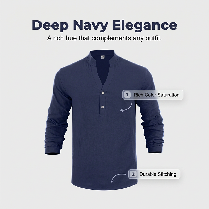 👕 50% RABATT 🌿 | Henley-T-shirt – Premium Linne & Avslappnad Passform
