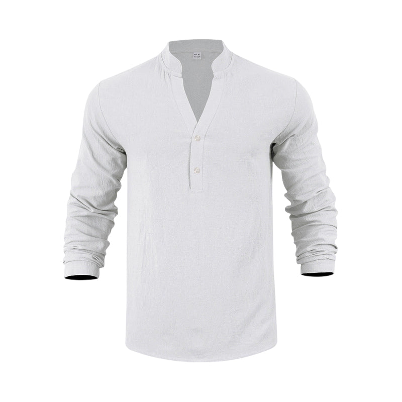 👕 50% RABATT 🌿 | Henley-T-shirt – Premium Linne & Avslappnad Passform