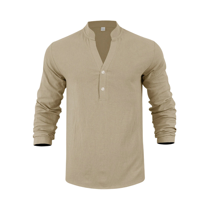 👕 50% RABATT 🌿 | Henley-T-shirt – Premium Linne & Avslappnad Passform