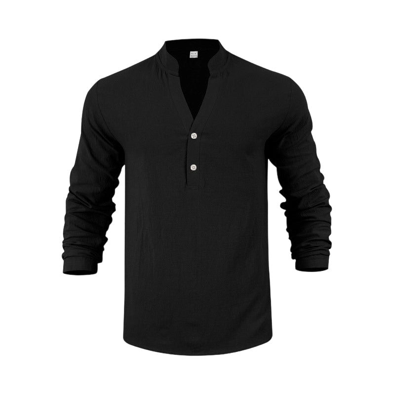 👕 50% RABATT 🌿 | Henley-T-shirt – Premium Linne & Avslappnad Passform