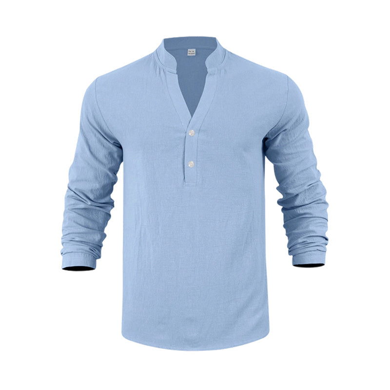 👕 50% RABATT 🌿 | Henley-T-shirt – Premium Linne & Avslappnad Passform