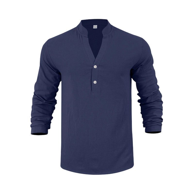 👕 50% RABATT 🌿 | Henley-T-shirt – Premium Linne & Avslappnad Passform