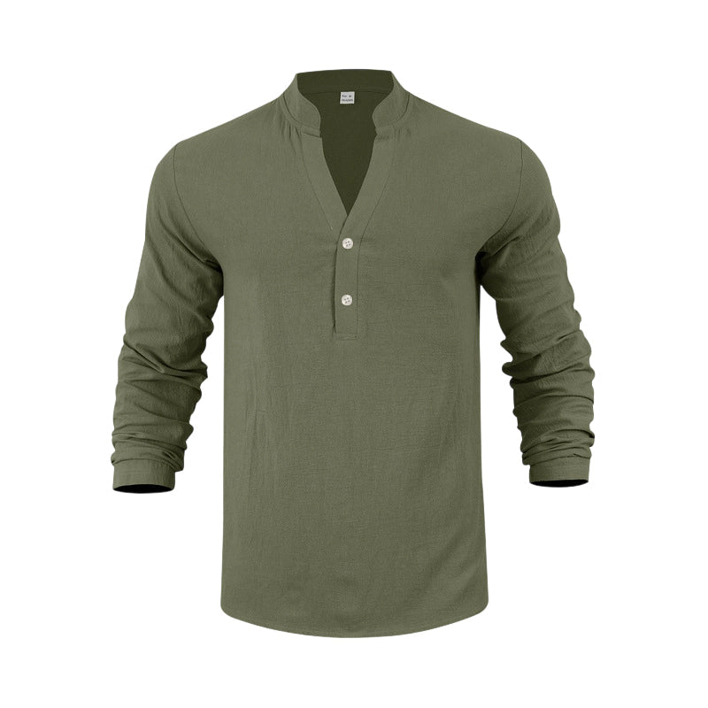 👕 50% RABATT 🌿 | Henley-T-shirt – Premium Linne & Avslappnad Passform