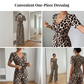 Jumpsuit med leopardmönster, V-ringning och vida ben