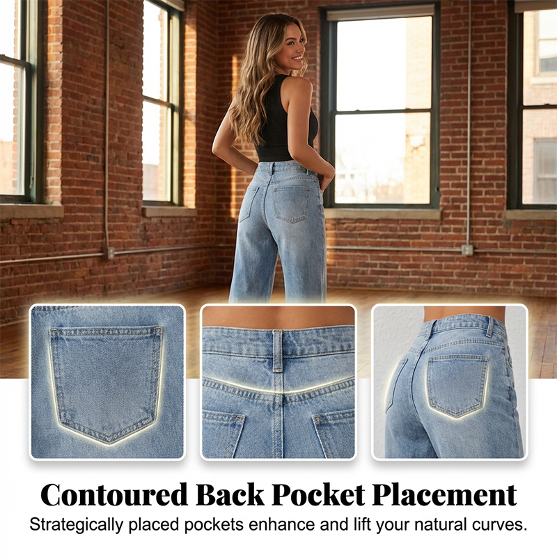👖 50% RABATT ✨ | Högmidjade Raka Jeans – Förlänger Silhuetten & Retro Denim