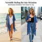 🌊 50% RABATT NU!✨ Dam Öppen Stickad Cover-Up med Tofsar – Bohemisk & Luftig – Strand Essential 🌴