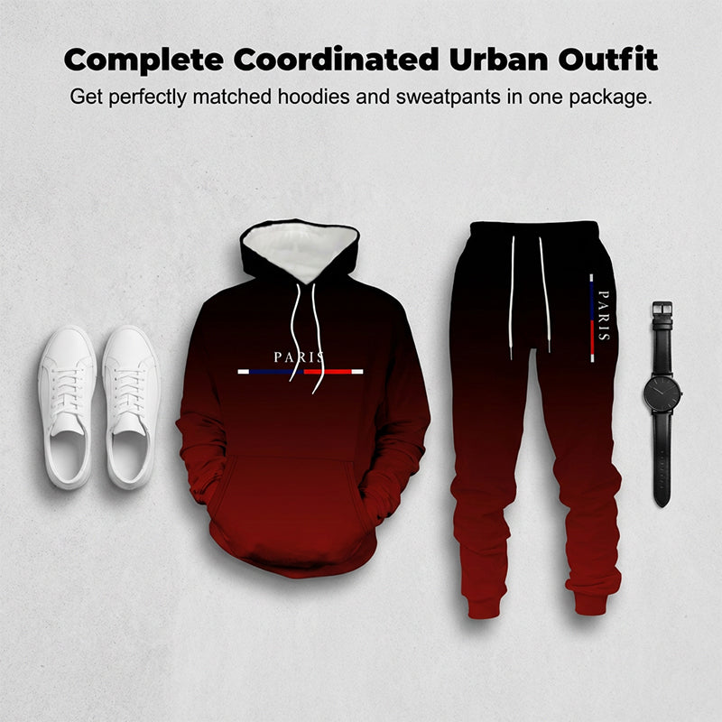 🎁 Nyhet 💥 Herr Gradient Tracksuit - Hätttröja och Joggingbyxor