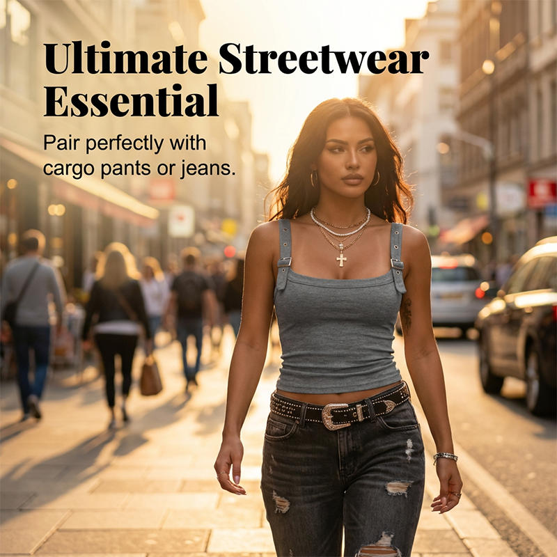 👚 50% RABATT ✨ | Ribbad Linne – Justerbart Spänne & Slim-fit