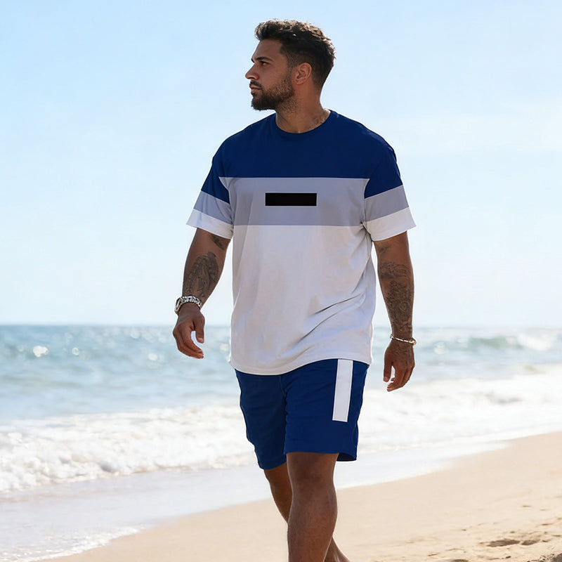 Avslappnat 2-delat set för herr: T-shirt & shorts