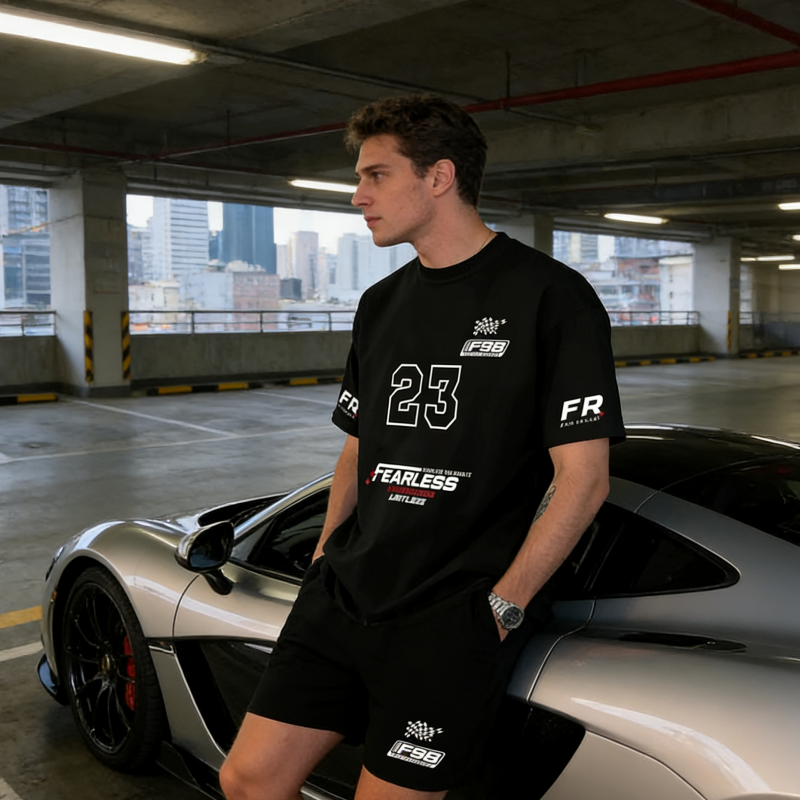 Avslappnat 2-delat set för herr: T-shirt & shorts