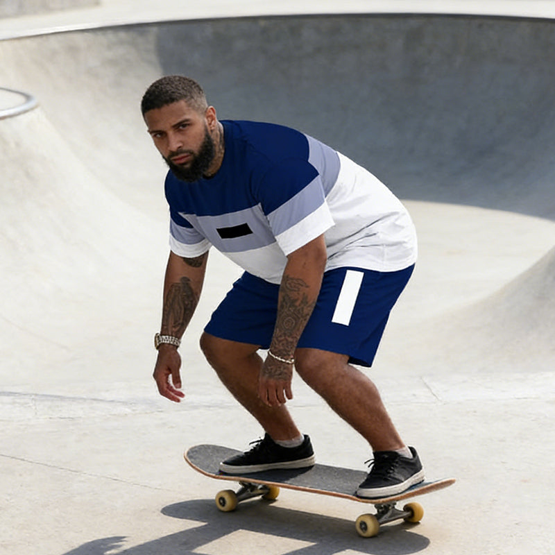 Avslappnat 2-delat set för herr: T-shirt & shorts