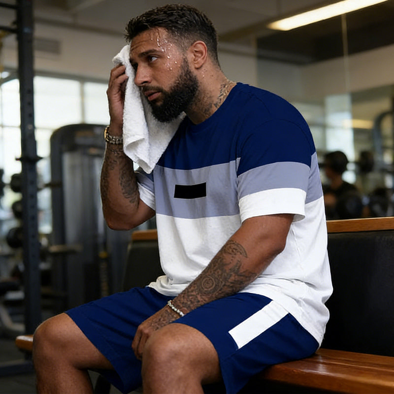 Avslappnat 2-delat set för herr: T-shirt & shorts