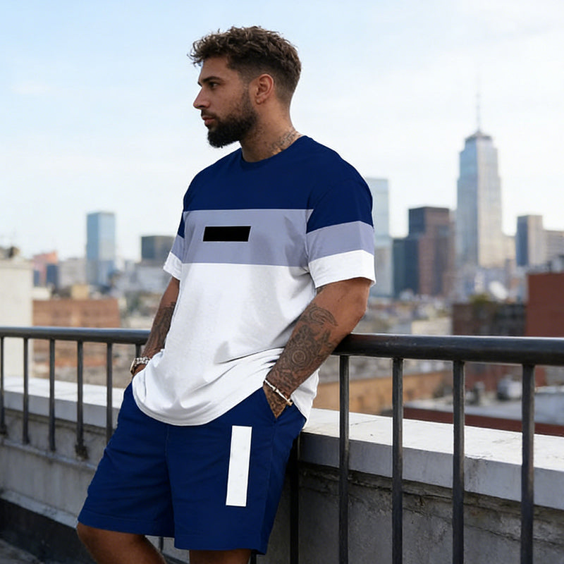 Avslappnat 2-delat set för herr: T-shirt & shorts