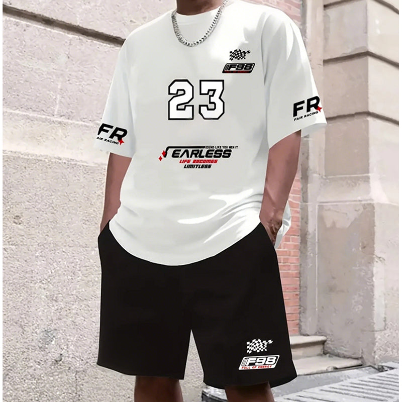 Avslappnat 2-delat set för herr: T-shirt & shorts