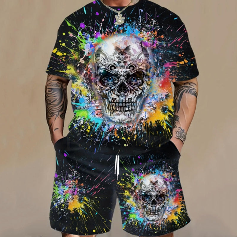 Avslappnat 2-delat set för herr: T-shirt & shorts
