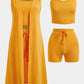 3-delat set med stickad topp, shorts och cardigan