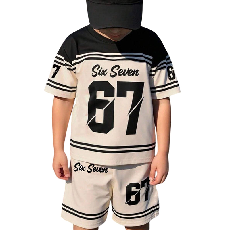 Pojkars 3D-tryckt t-shirt & shorts-set