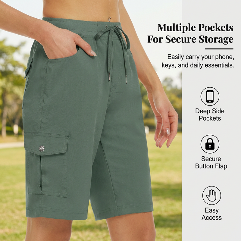 Snabbtorkande Cargoshorts för Dam med Fickor