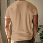 Ribbad Herr T-Shirt med Henley-Krage och Kort Ärm