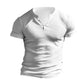 Ribbad Herr T-Shirt med Henley-Krage och Kort Ärm