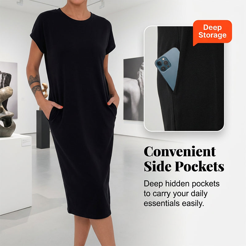 🔥Hetförsäljning 50% RABATT⏳Dam Casual Kortärmad T-shirtklänning🌟 Enkelt Stilfull, Heldagskomfort 👗