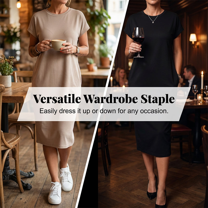 🔥Hetförsäljning 50% RABATT⏳Dam Casual Kortärmad T-shirtklänning🌟 Enkelt Stilfull, Heldagskomfort 👗