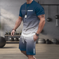 Herrset med t-shirt och shorts i gradientfärg