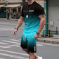 Herrset med t-shirt och shorts i gradientfärg