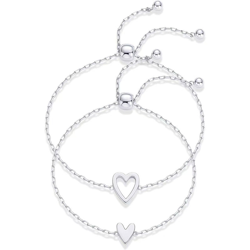 2-pack Matchande Armband med Hjärtformade Berlocker