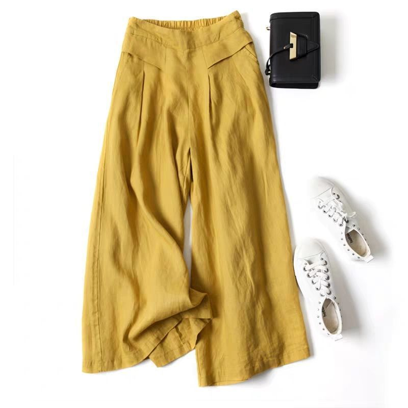👖 60% RABATT! 🌿 Dambyxor i Bomull-Linne med Vida Ben – Lätta, Andningsbara & Perfekt För En Avslappnad Sommarlook ☀️