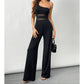 Jumpsuit med en axel, mesh-midja & vida ben – elegant, figursydd & flödande ✨👗