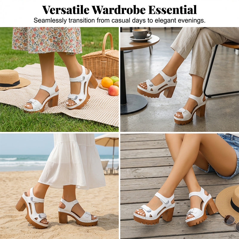 👡 60% RABATT NU! ☀️ Kvinnors Sommar Platform En-rem Sandaler – Justerbar Kardborre, Dämpad Inläggssula & Halksäker Grepp För Bekväma Stranddagar 🏖️
