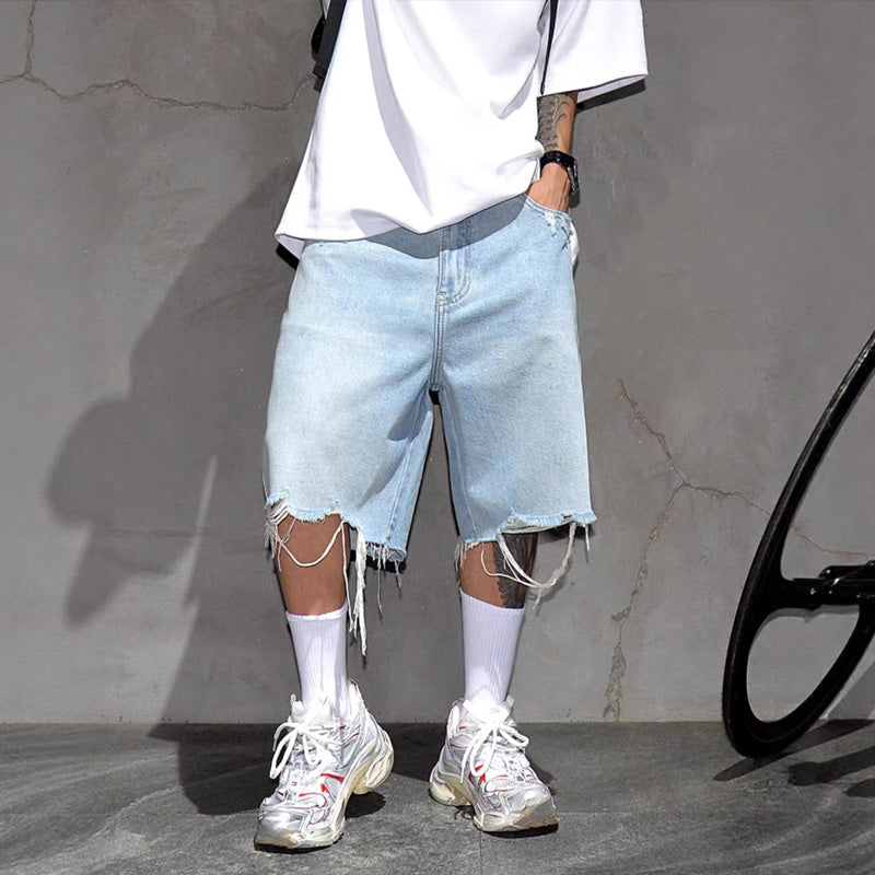 🩳50% RABATT! 🔥 Herrenshorts i Denim med Fransad Kant – Ledig Passform, Andningsbar Bomull & Perfekt För En Avslappnad Sommarlook ☀️