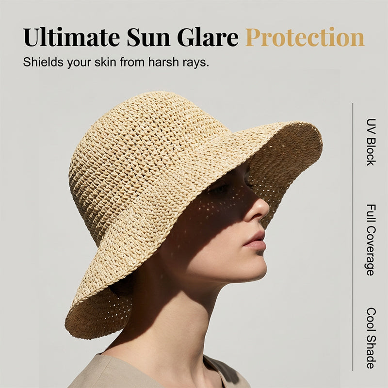 👒 50% RABATT! ❤️ Damhatt med Bred Brätte – Handvävd Halmhatt, Andningsbar & Perfekt För Soliga Dagar Vid Stranden Eller I Trädgården ☀️