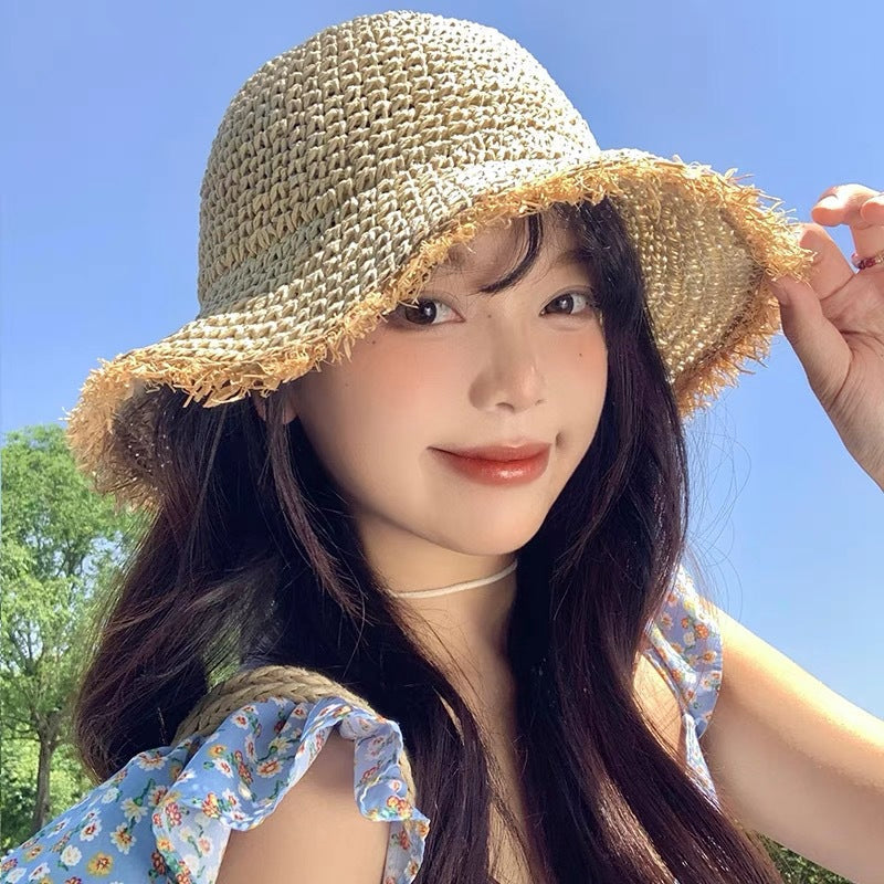 👒 50% RABATT! ❤️ Damhatt med Bred Brätte – Handvävd Halmhatt, Andningsbar & Perfekt För Soliga Dagar Vid Stranden Eller I Trädgården ☀️